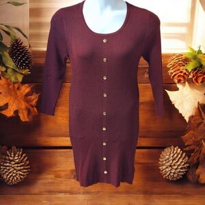 DEREK HEART PLUS SIZE Maroon Ribbed LongSleeve Sweater dress Size 2X